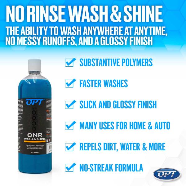 Optimum No Rinse Wash and Shine - ONR Car Wash, 1 Gallon, New Formula  Version 5, Safe on Paint, Coatings, Wraps, and Interior, Rinseless Wash  provides
