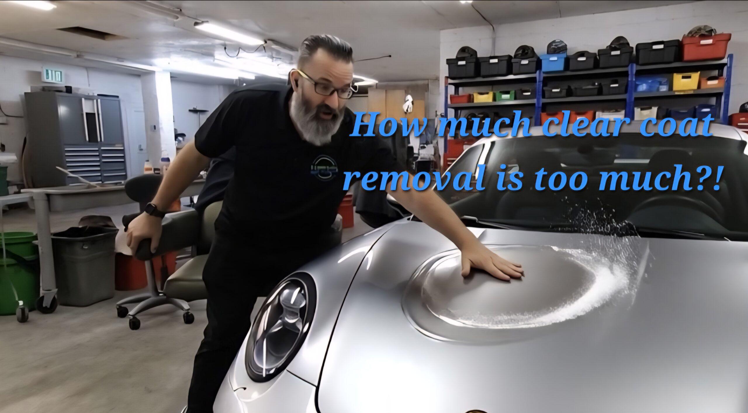 Auto Detailer Tug Bankert Demonstrating Clear Coat Removal on a Porsche